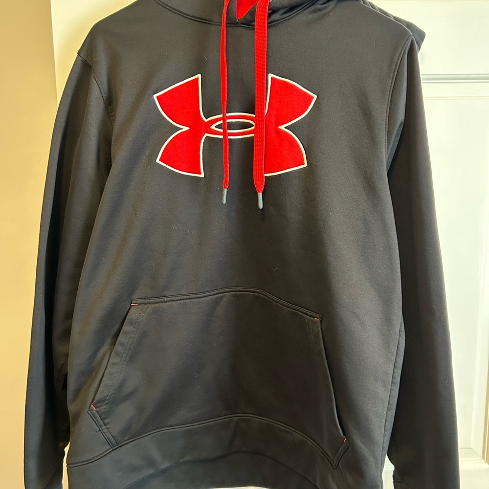 Under Armour Black and Red Sweatshirt Bold Logo